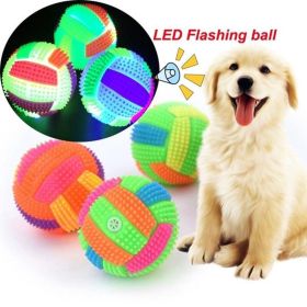 1pc Dog Bouncy Ball Radom Color Bouncing Massage Hedgehog Ball With LED Flashing Volleyball Sounded Luminous Dog Bite Chew Toy (Metal color: as the picture, size: 7.5cm)