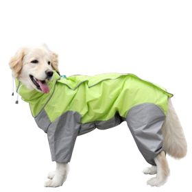 A Raincoat for all small and large dogs; Pet raincoat Medium large dog Golden hair Samo Alaska waterproof four foot raincoat Dog hooded raincoat (colour: Blue, size: 26)